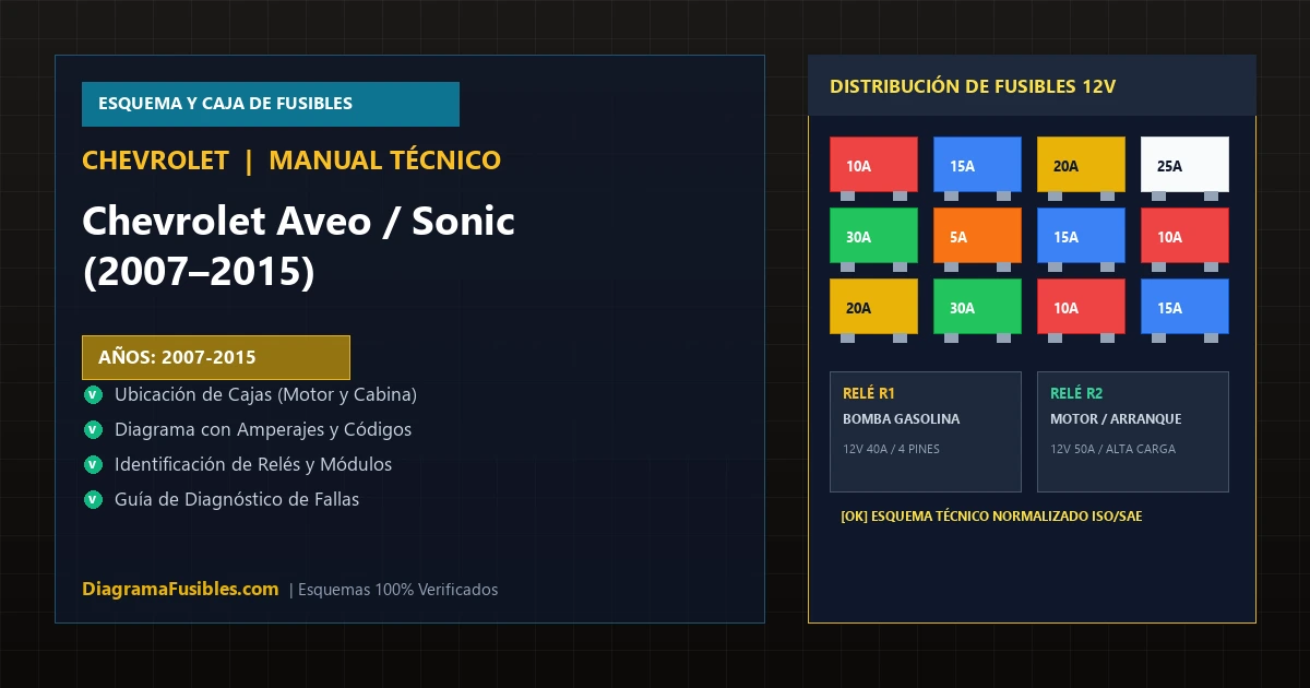 Diagrama de fusibles Chevrolet Aveo / Sonic (2007–2015)