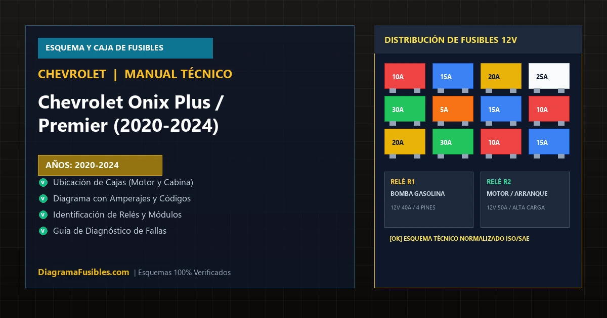 Diagrama de fusibles Chevrolet Onix Plus / Premier (2020-2024)