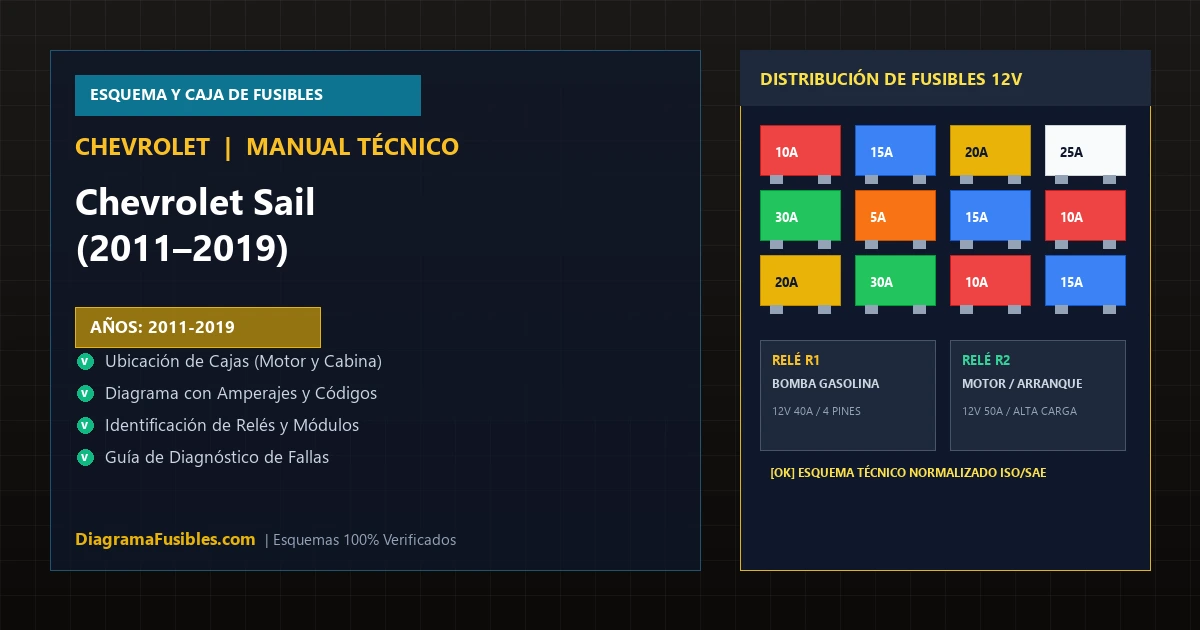 Diagrama de fusibles Chevrolet Sail (2011–2019)