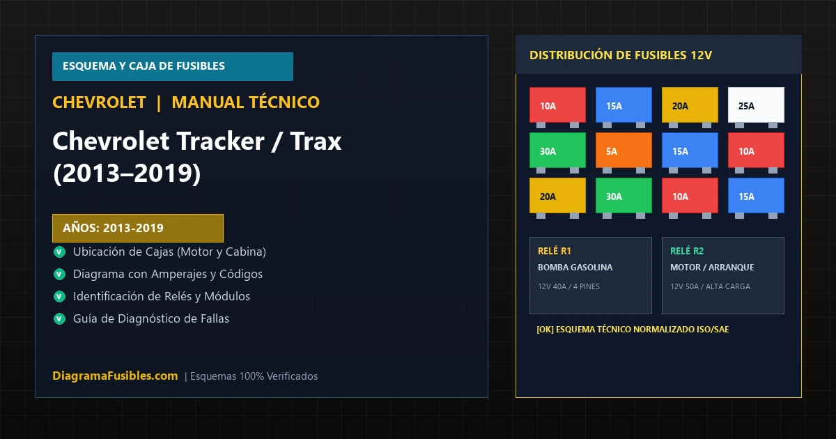 Diagrama de fusibles Chevrolet Tracker / Trax (2013–2019)