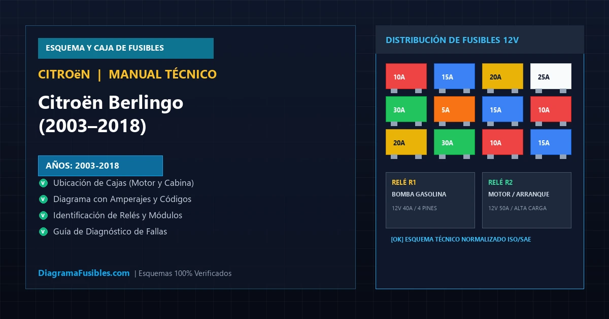 Diagrama de fusibles Citroën Berlingo (2003–2018)