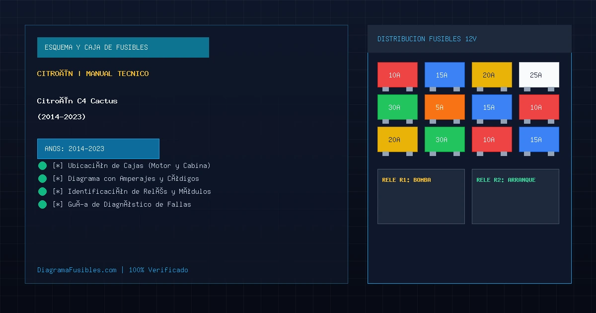 Diagrama de fusibles Citroën C4 Cactus (2014-2023)