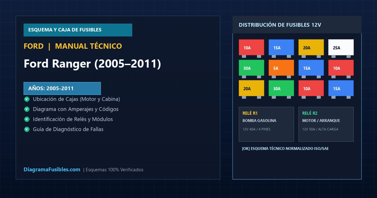 Diagrama de fusibles Ford Ranger (2005–2011)