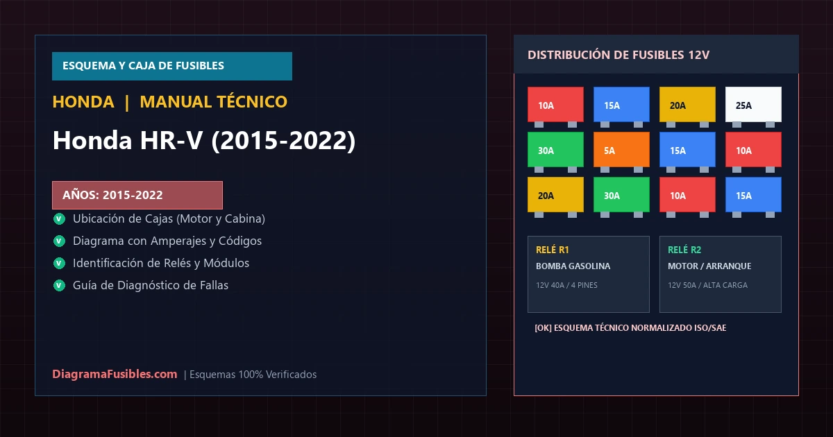 Diagrama de fusibles Honda HR-V (2015-2022)
