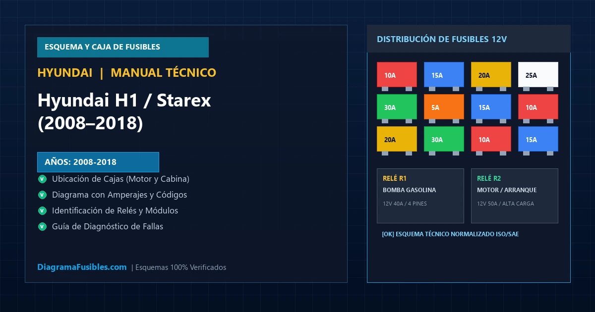 Diagrama de fusibles Hyundai H1 / Starex (2008–2018)
