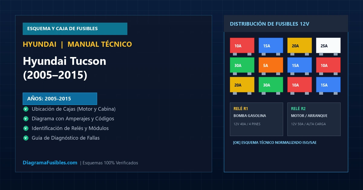 Diagrama de fusibles Hyundai Tucson (2005–2015)
