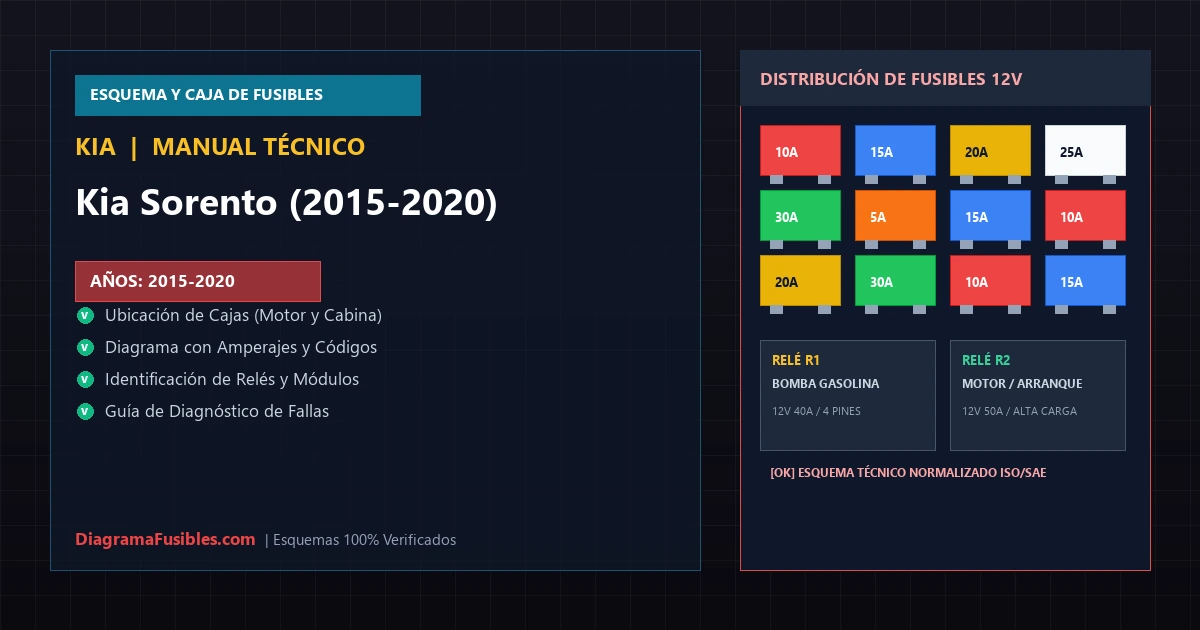Diagrama de fusibles Kia Sorento (2015-2020)