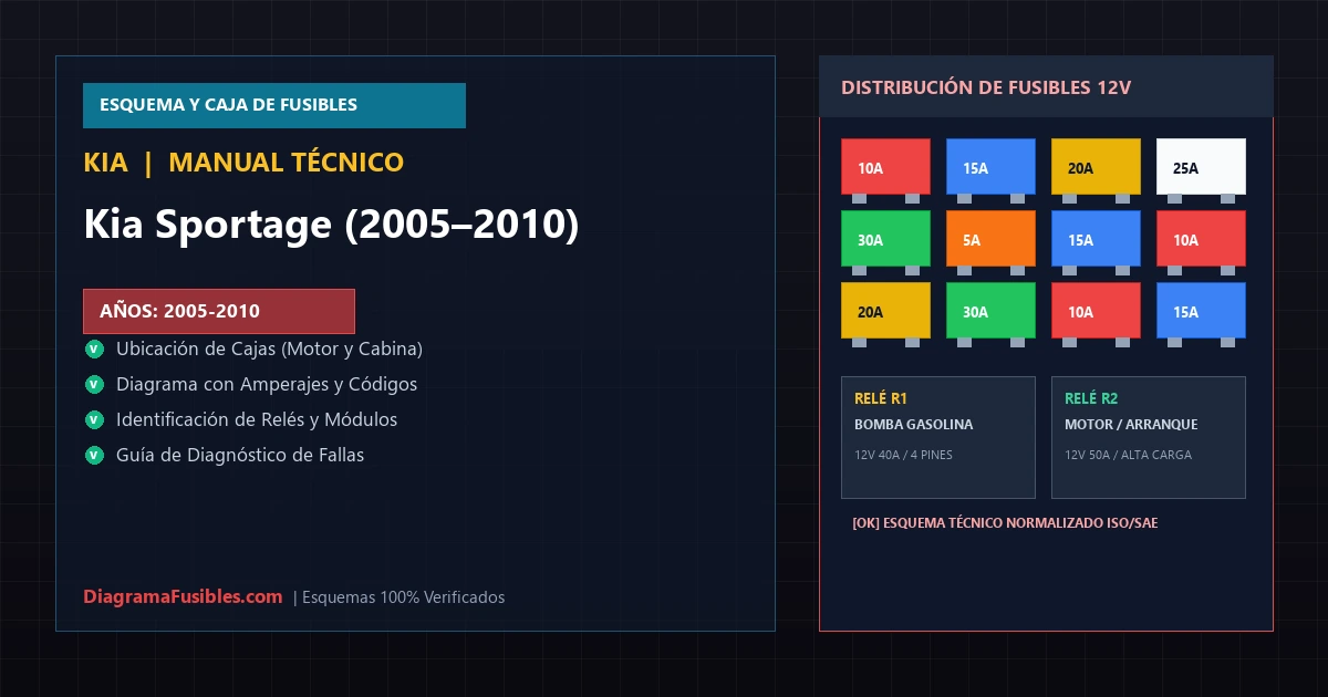 Diagrama de fusibles Kia Sportage (2005–2010)