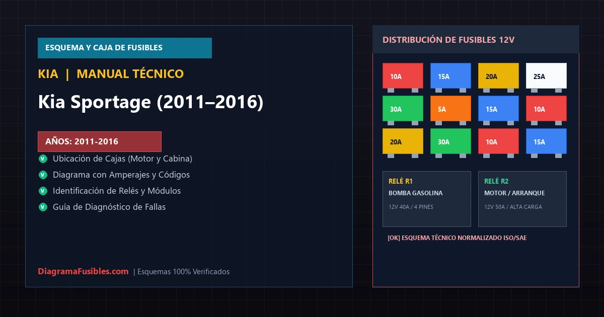 Diagrama de fusibles Kia Sportage (2011–2016)