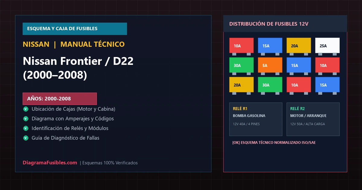Diagrama de fusibles Nissan Frontier / D22 (2000–2008)