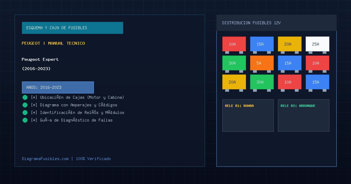 Diagrama de fusibles Peugeot Expert (2016-2023)