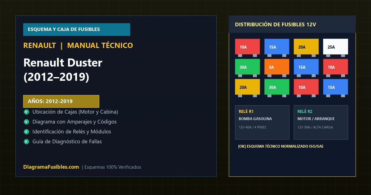 Diagrama de fusibles Renault Duster (2012–2019)