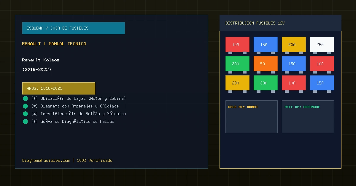Diagrama de fusibles Renault Koleos (2016-2023)