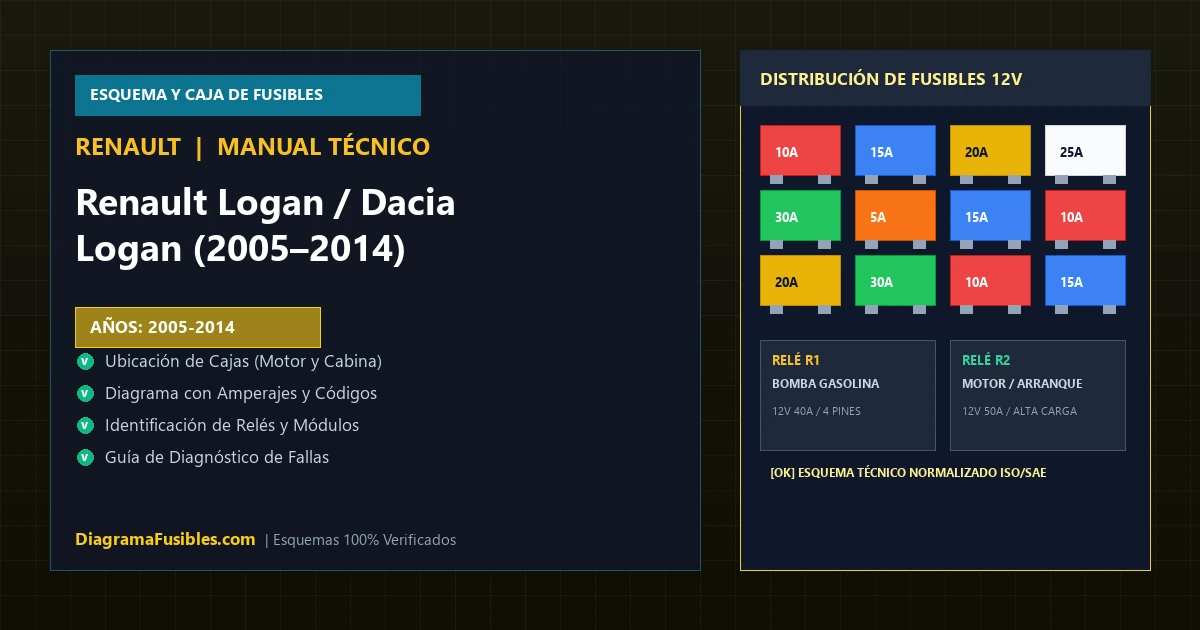 Diagrama de fusibles Renault Logan / Dacia Logan (2005–2014)