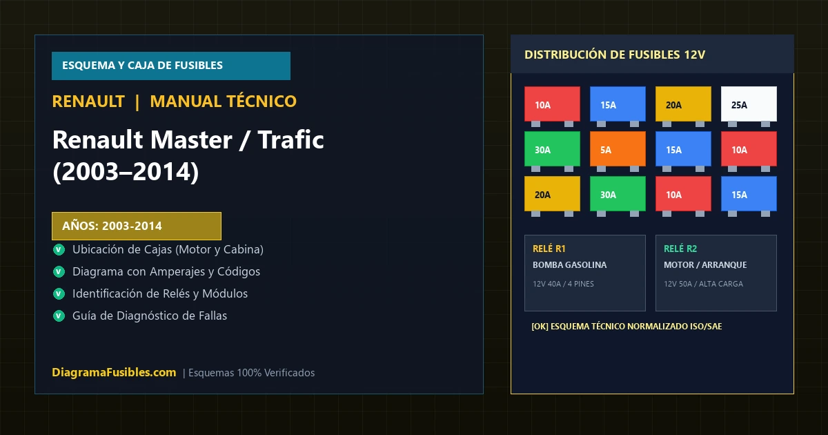 Diagrama de fusibles Renault Master / Trafic (2003–2014)