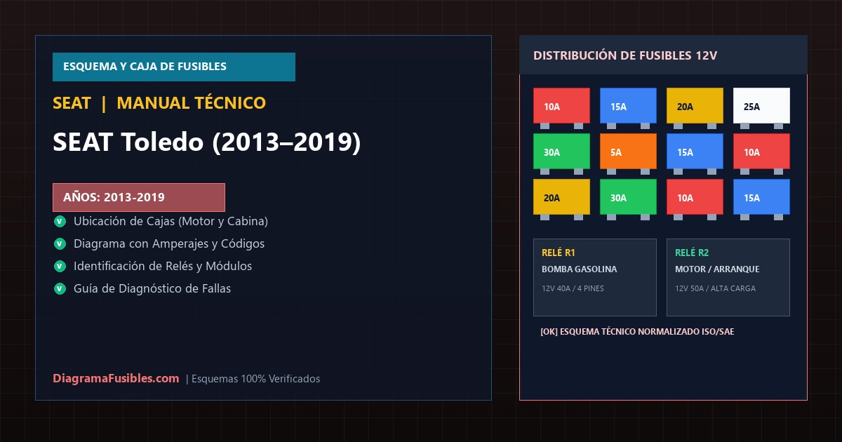 Diagrama de fusibles SEAT Toledo (2013–2019)