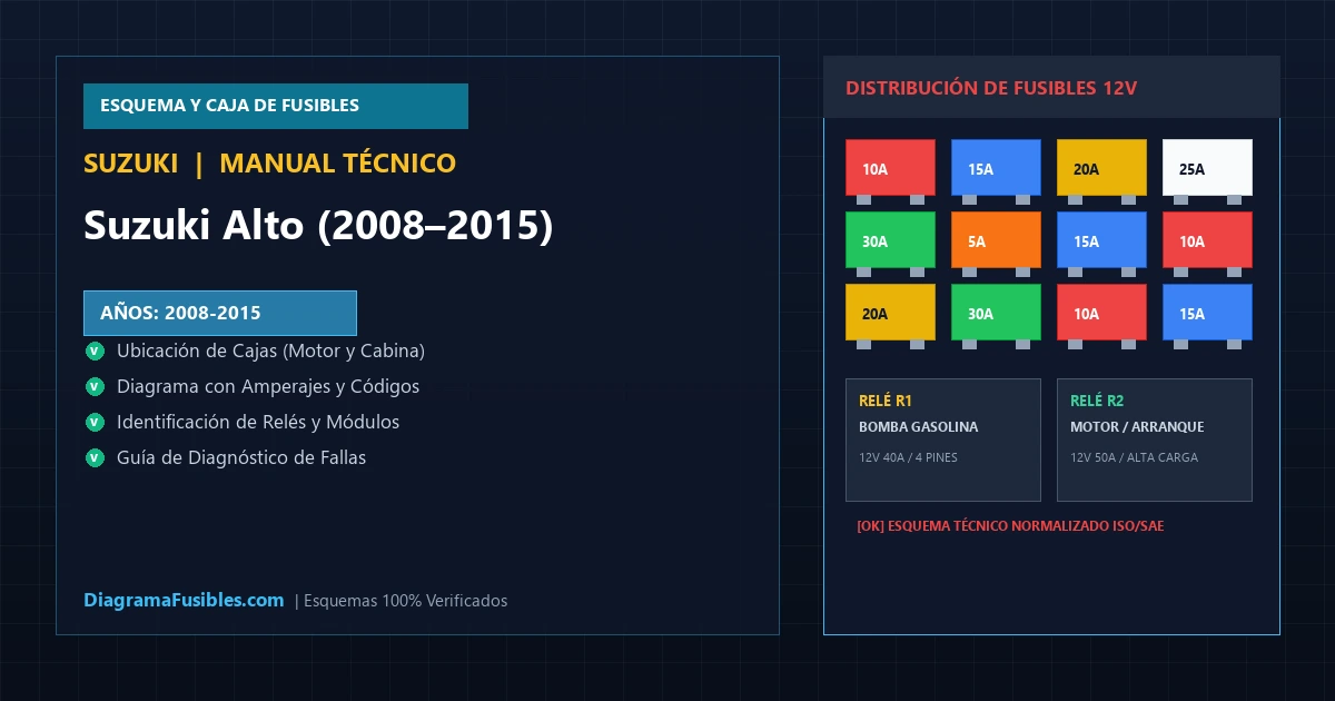Diagrama de fusibles Suzuki Alto (2008–2015)