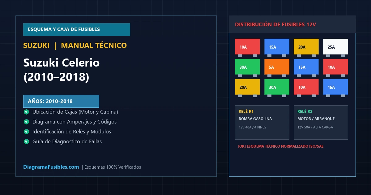 Diagrama de fusibles Suzuki Celerio (2010–2018)
