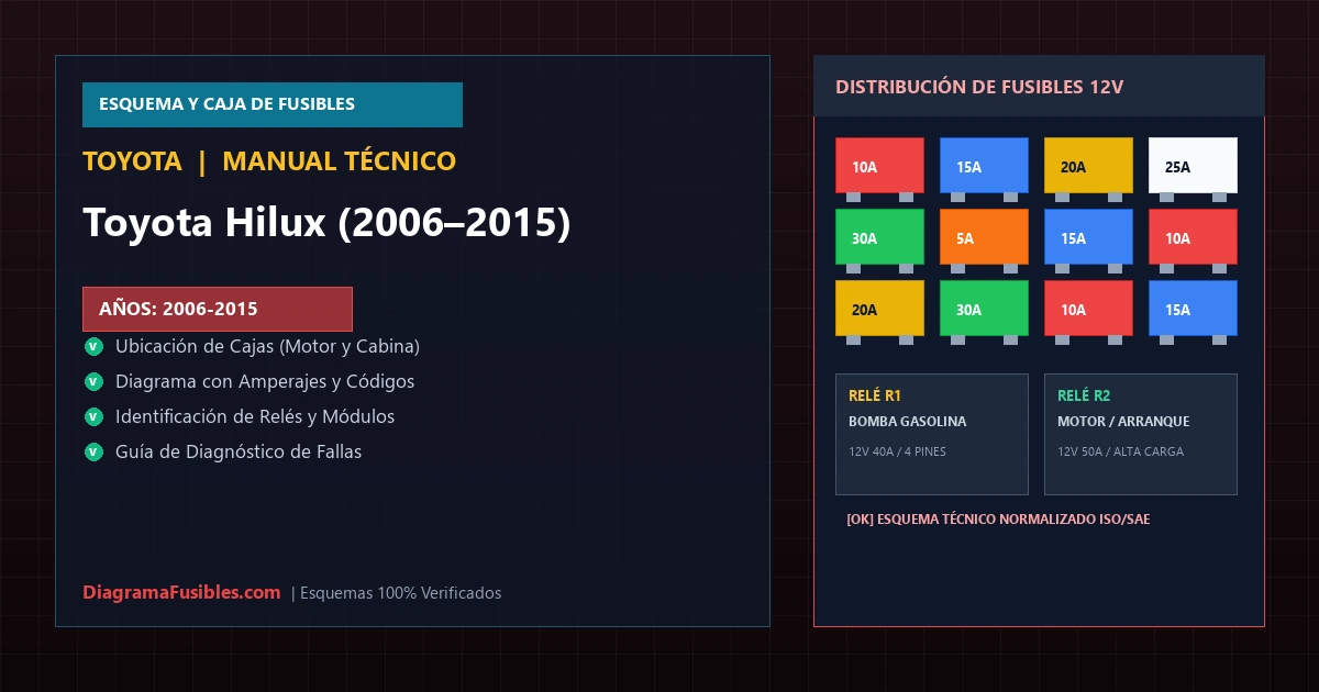 Diagrama de fusibles Toyota Hilux (2006–2015)