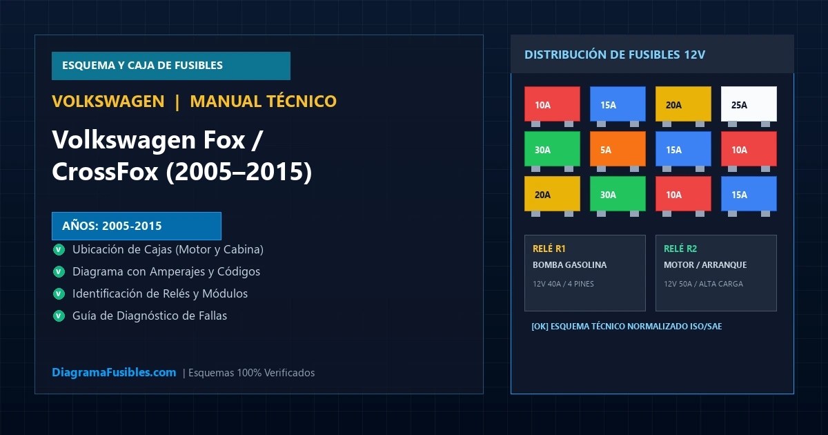 Diagrama de fusibles Volkswagen Fox / CrossFox (2005–2015)