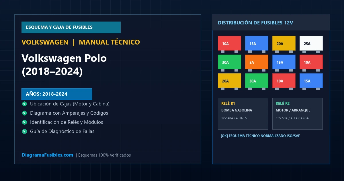 Diagrama de fusibles Volkswagen Polo (2018–2024)