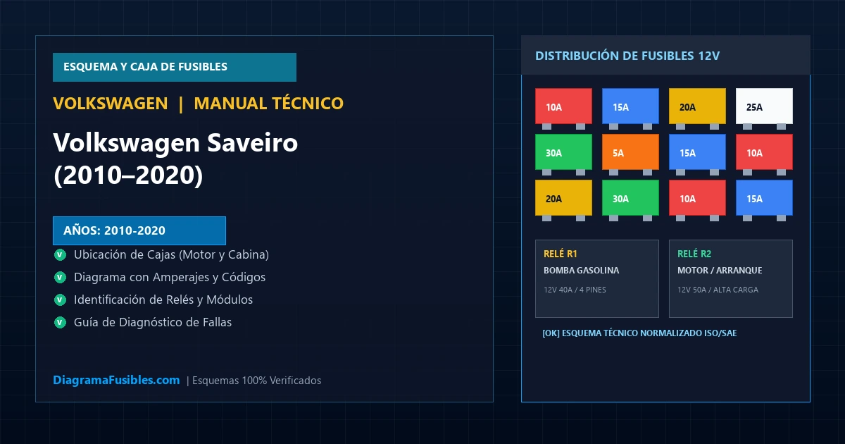 Diagrama de fusibles Volkswagen Saveiro (2010–2020)