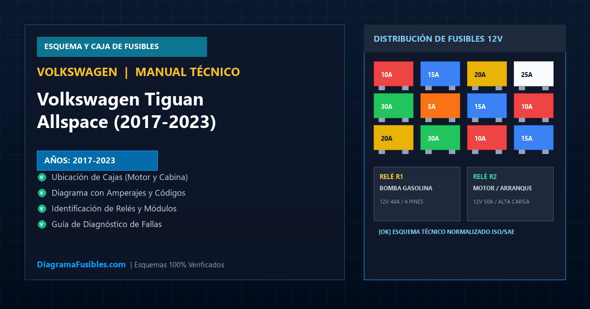 Diagrama de fusibles Volkswagen Tiguan Allspace (2017-2023)